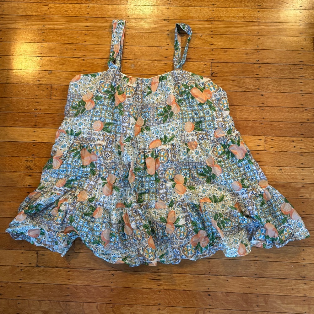 short peaches dress! Flows beautifully with breathable lining and puffy ruffles.
